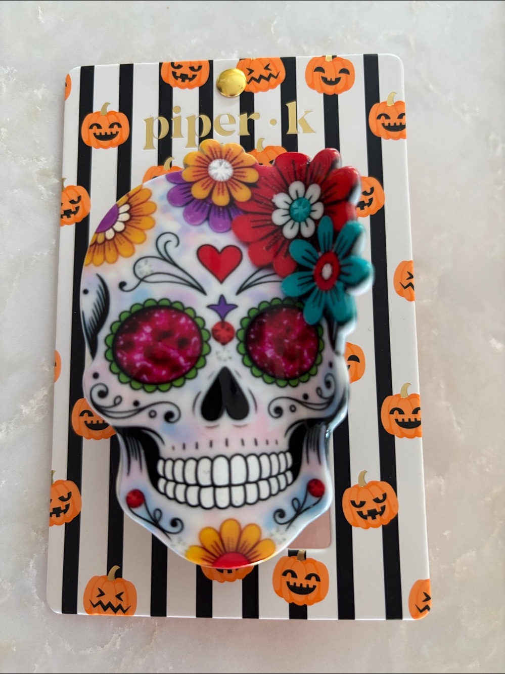 NWT Piper K Floral Sugar Skull Hair Claw Clip